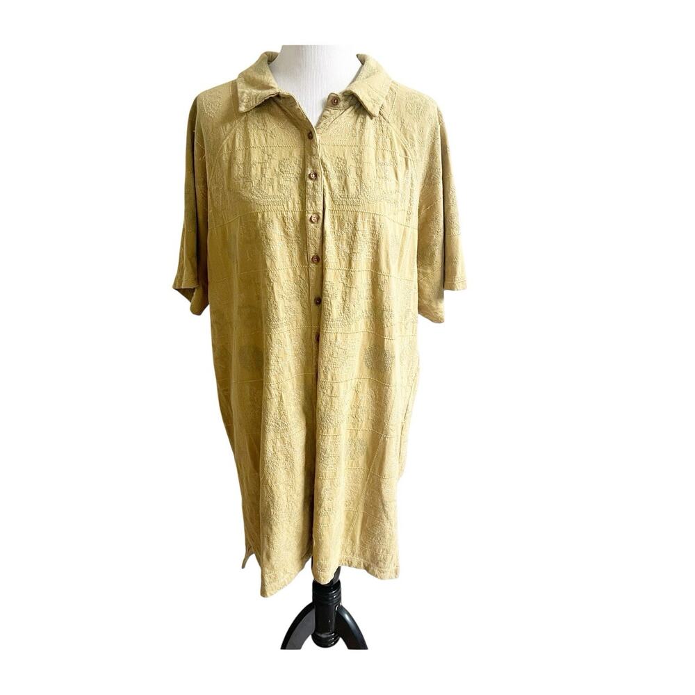 Free People We The Free Yin To My Yang Midi Shirt Dress Size Medium Green Asian